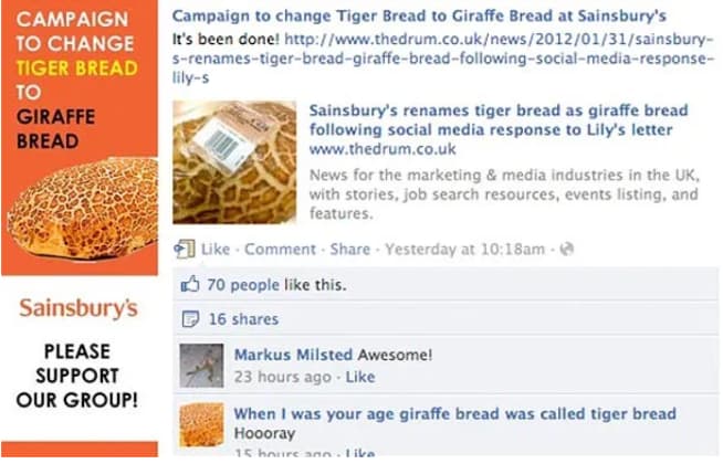 sainsbury giraffe bread story